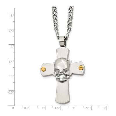 Stainless Steel Cross Skull Pendant Necklace – view 6