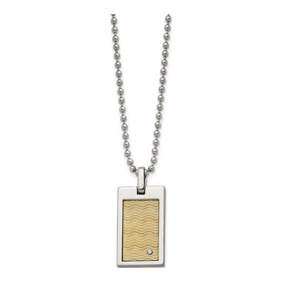 Stainless Steel Diamond Dog Tag Pendant Necklace – view 4