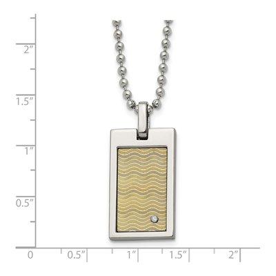 Stainless Steel Diamond Dog Tag Pendant Necklace – view 6