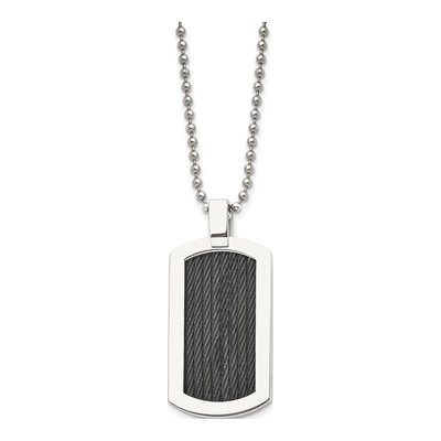 Black Stainless Steel Dog Tag Pendant Necklace