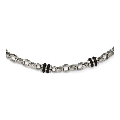 Men's Stainless Steel 6mm Black Rubber Barrel Chain – view 4