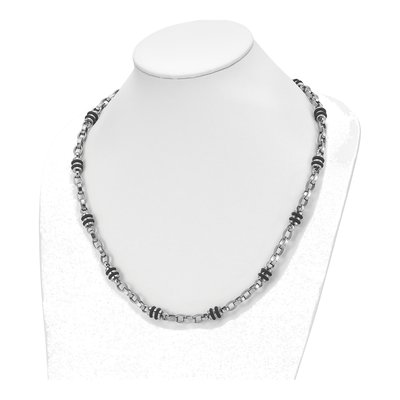 Men's Stainless Steel 6mm Black Rubber Barrel Chain – view 7