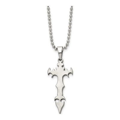Stainless Steel Cross Dagger Pendant Necklace