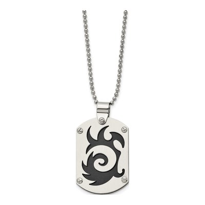 Black Stainless Steel Black Swirl Dog Tag Pendant Necklace – view 4