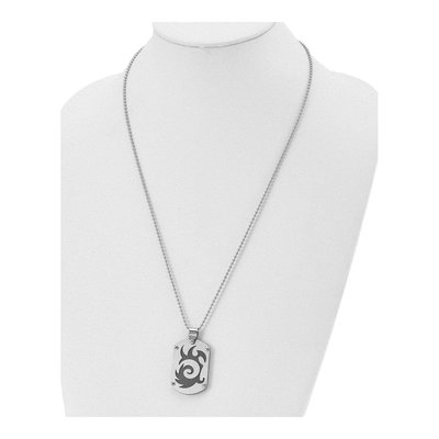 Black Stainless Steel Black Swirl Dog Tag Pendant Necklace – view 5