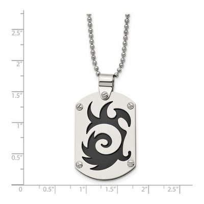 Black Stainless Steel Black Swirl Dog Tag Pendant Necklace – view 6