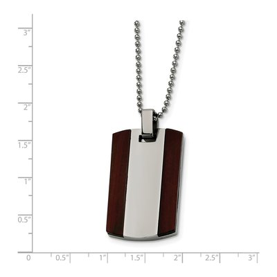 Stainless Steel Wood Dog Tag Pendant Necklace – view 5