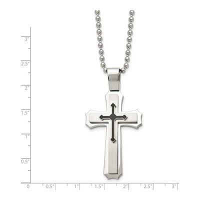 Stainless Steel Black Rubber Cross Pendant Necklace – view 5