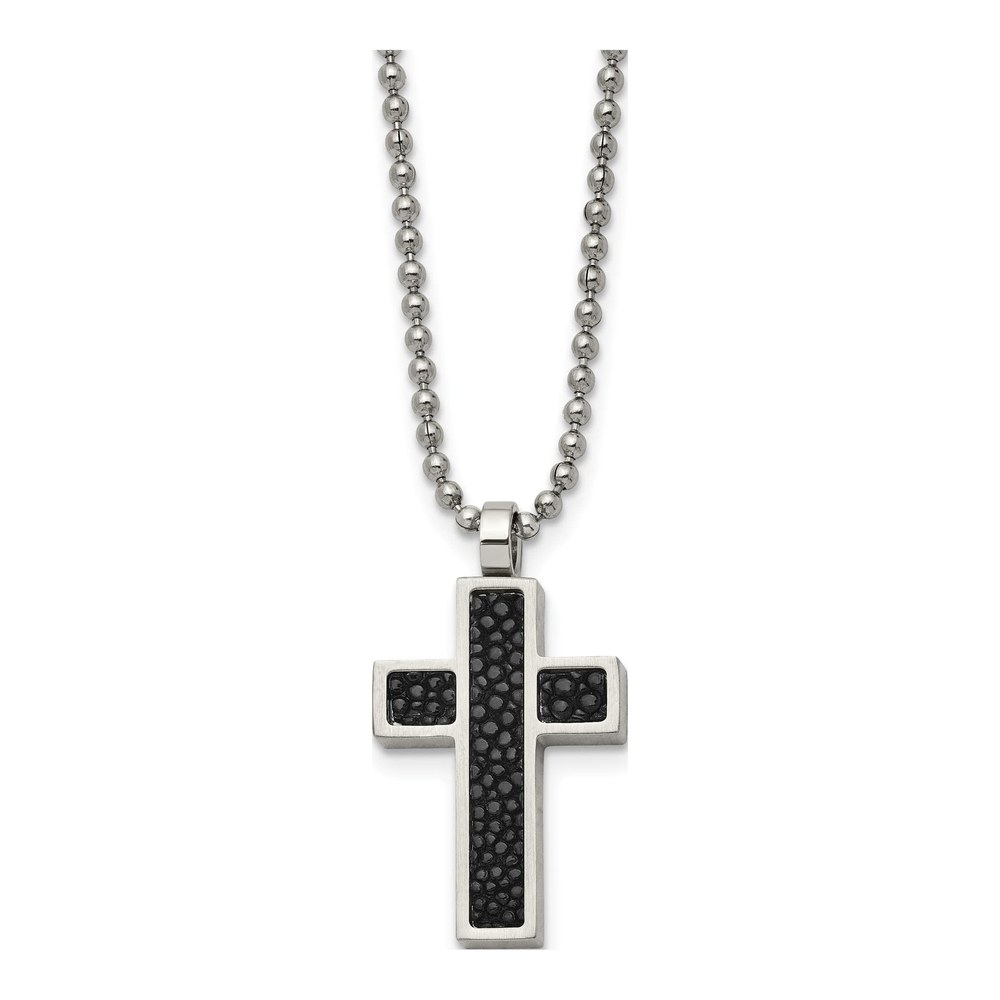 Stainless Steel Stingray Cross Pendant Necklace