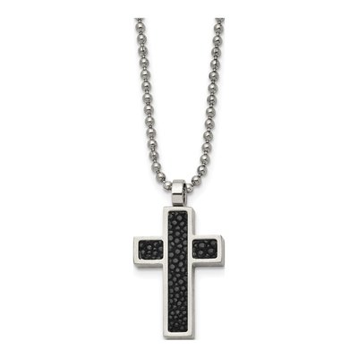 Stainless Steel Stingray Cross Pendant Necklace