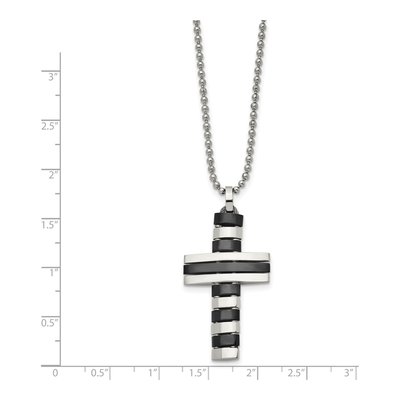 Black Stainless Steel Black Cross Pendant Necklace – view 4