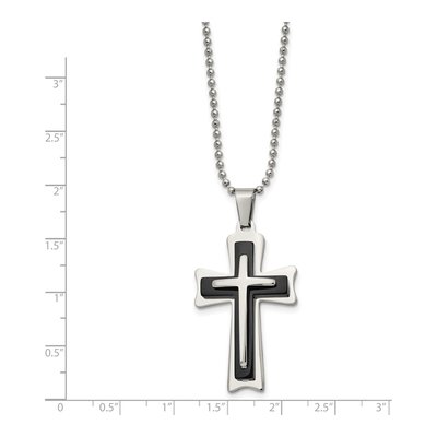 Stainless Steel Black Cross Pendant Necklace – view 4