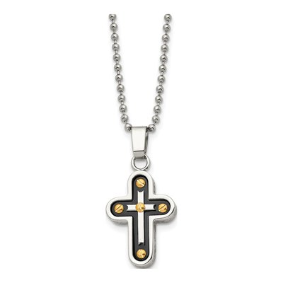 Stainless Steel Black Cross Pendant Necklace