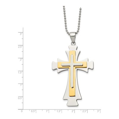 Stainless Steel IP Cross Pendant Necklace – view 4