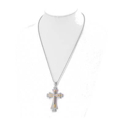 Stainless Steel IP Cross Pendant Necklace – view 5