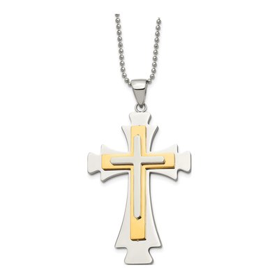 Stainless Steel IP Cross Pendant Necklace