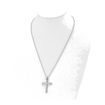 Stainless Steel & 14K Gold Cross Pendant Necklace – view 5
