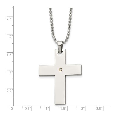 Stainless Steel & 14K Gold Diamond Cross Pendant Necklace – view 6