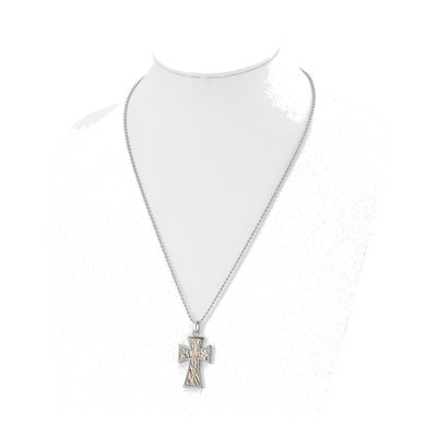 Stainless Steel & 14K Gold Cross Pendant Necklace – view 5