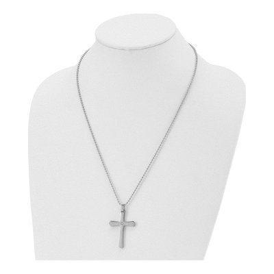 Stainless Steel & 14K Gold Diamond Cross Pendant Necklace – view 5