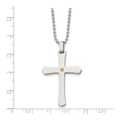 Stainless Steel & 14K Gold Diamond Cross Pendant Necklace – view 6