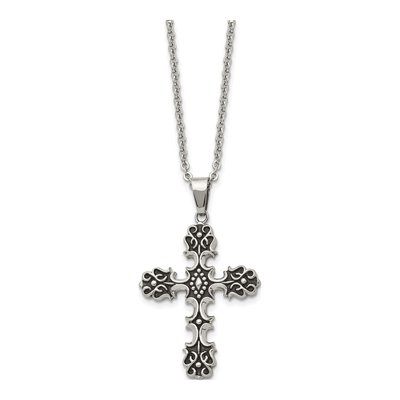 Stainless Steel Antiqued Cross Pendant Necklace – view 4