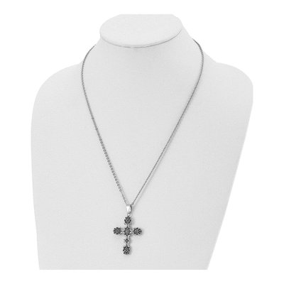 Stainless Steel Antiqued Cross Pendant Necklace – view 5