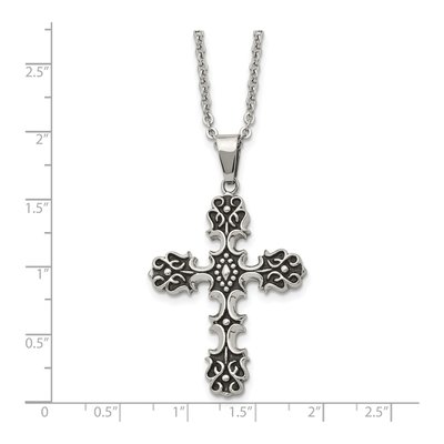 Stainless Steel Antiqued Cross Pendant Necklace – view 6