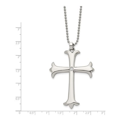 Stainless Steel CZ Cross Pendant Necklace – view 4
