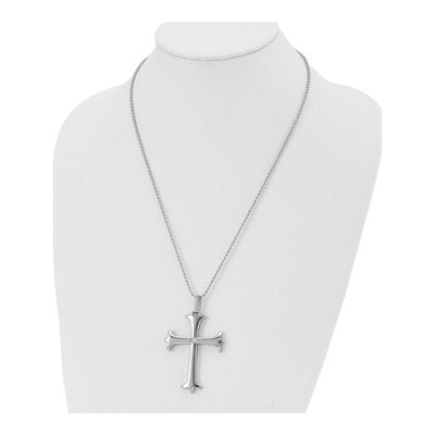 Stainless Steel CZ Cross Pendant Necklace – view 5
