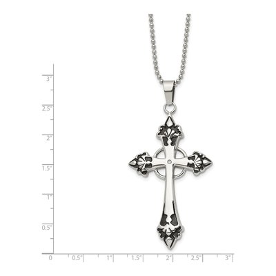 Stainless Steel Diamond Cross Necklace – view 4