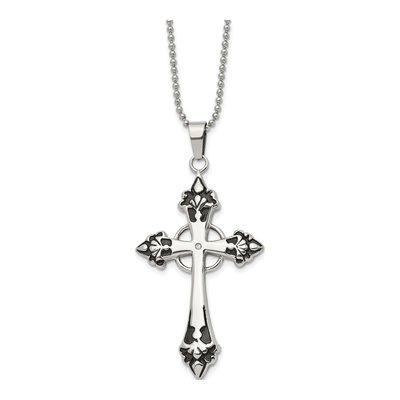 Stainless Steel Diamond Cross Necklace