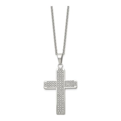 Stainless Steel CZ Cross Pendant Necklace – view 5