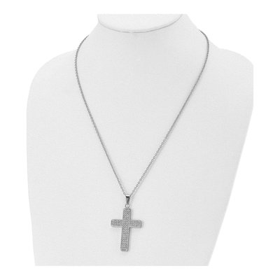 Stainless Steel CZ Cross Pendant Necklace – view 6