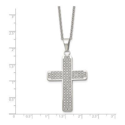Stainless Steel CZ Cross Pendant Necklace – view 7