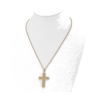 Stainless Steel CZ IP Cross Pendant Necklace – view 5