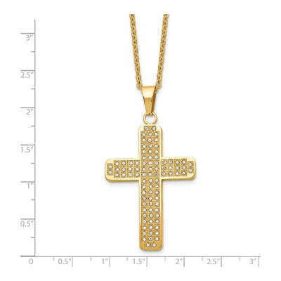 Stainless Steel CZ IP Cross Pendant Necklace – view 6