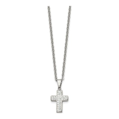 Stainless Steel Crystal Cross Pendant Necklace – view 4