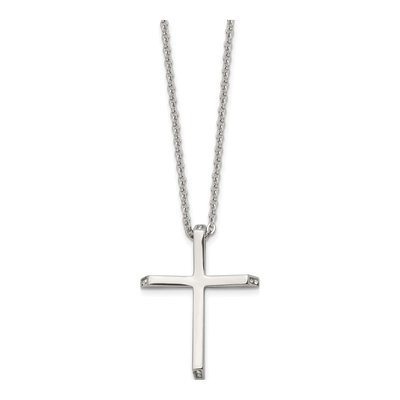 Stainless Steel CZ Cross Pendant Necklace – view 4