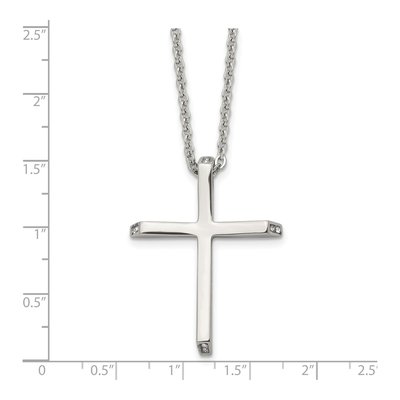 Stainless Steel CZ Cross Pendant Necklace – view 6