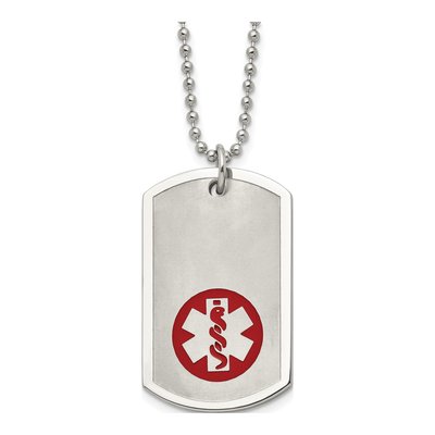 Stainless Steel Medical ID Dog Tag Necklace