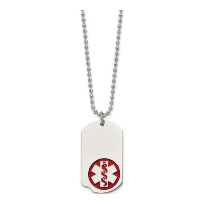 Stainless Steel Medical ID Dog Tag Necklace – view 4