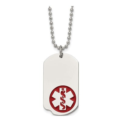 Stainless Steel Medical ID Dog Tag Necklace
