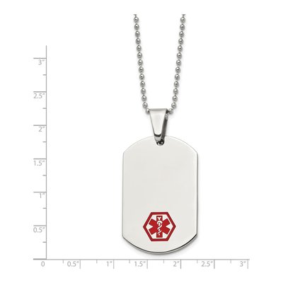 Stainless Steel Medical ID Dog Tag Necklace – view 4