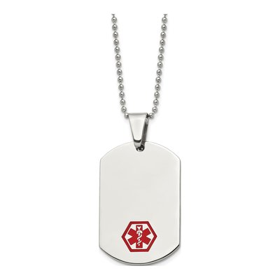 Stainless Steel Medical ID Dog Tag Necklace