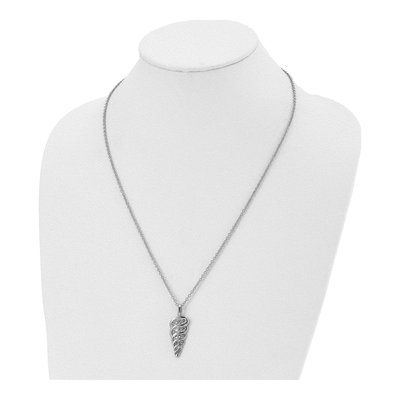 Stainless Steel CZ Shell Pendant Necklace – view 5
