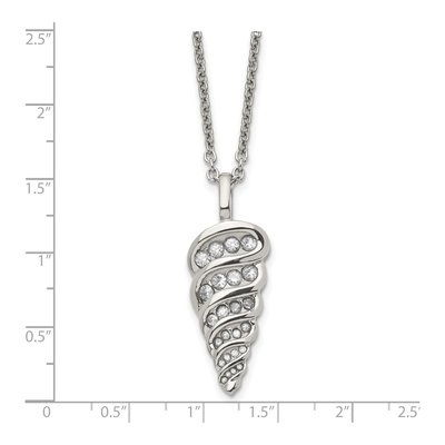 Stainless Steel CZ Shell Pendant Necklace – view 6