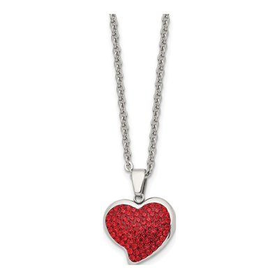 Stainless Steel Crystal Heart Pendant Necklace