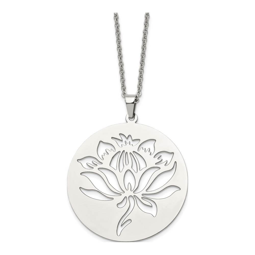 Stainless Steel Flower Cut-Out Pendant Necklace