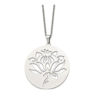 Stainless Steel Flower Cut-Out Pendant Necklace